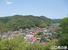 熊野山公園から俵山温泉街を展望